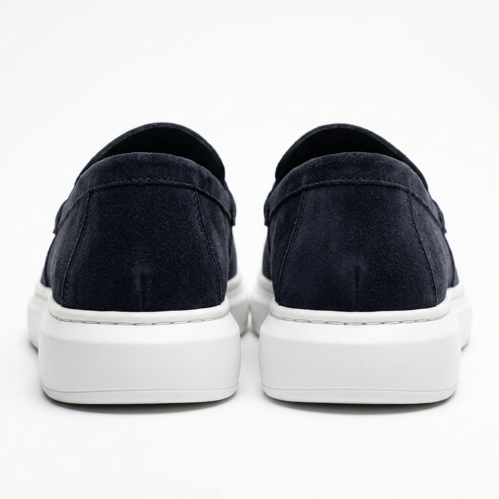 Mocasini barbati din piele naturală, bleumarin inchis-velur, A160-1 - Paul Style