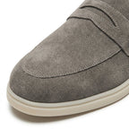 Mocasini barbati din piele naturală gri-velur, M-8093 - Paul Style