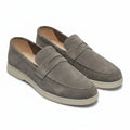 Mocasini barbati din piele naturală gri-velur, M-8093 - Paul Style