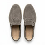 Mocasini barbati din piele naturală gri-velur, M-8093 - Paul Style