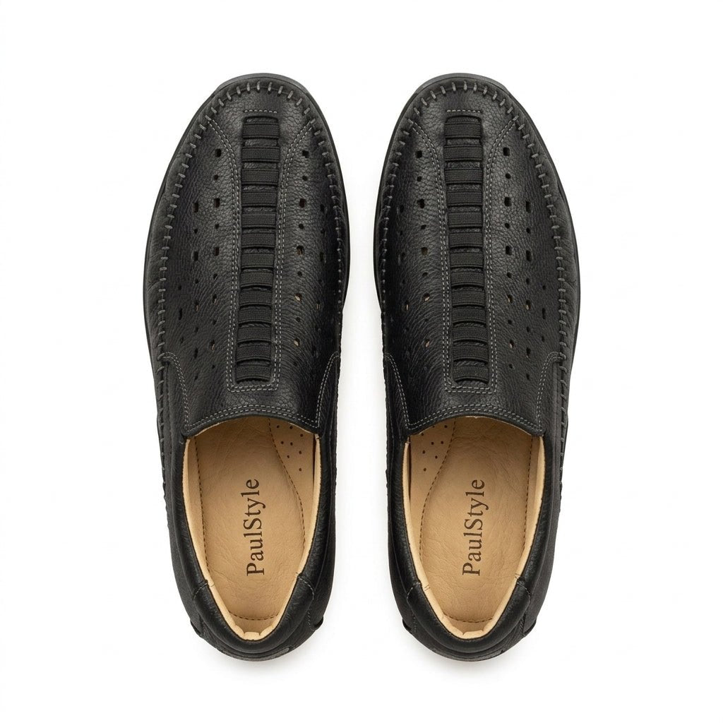 Mocasini barbati din piele naturală, M - 310, negru - Paul Style
