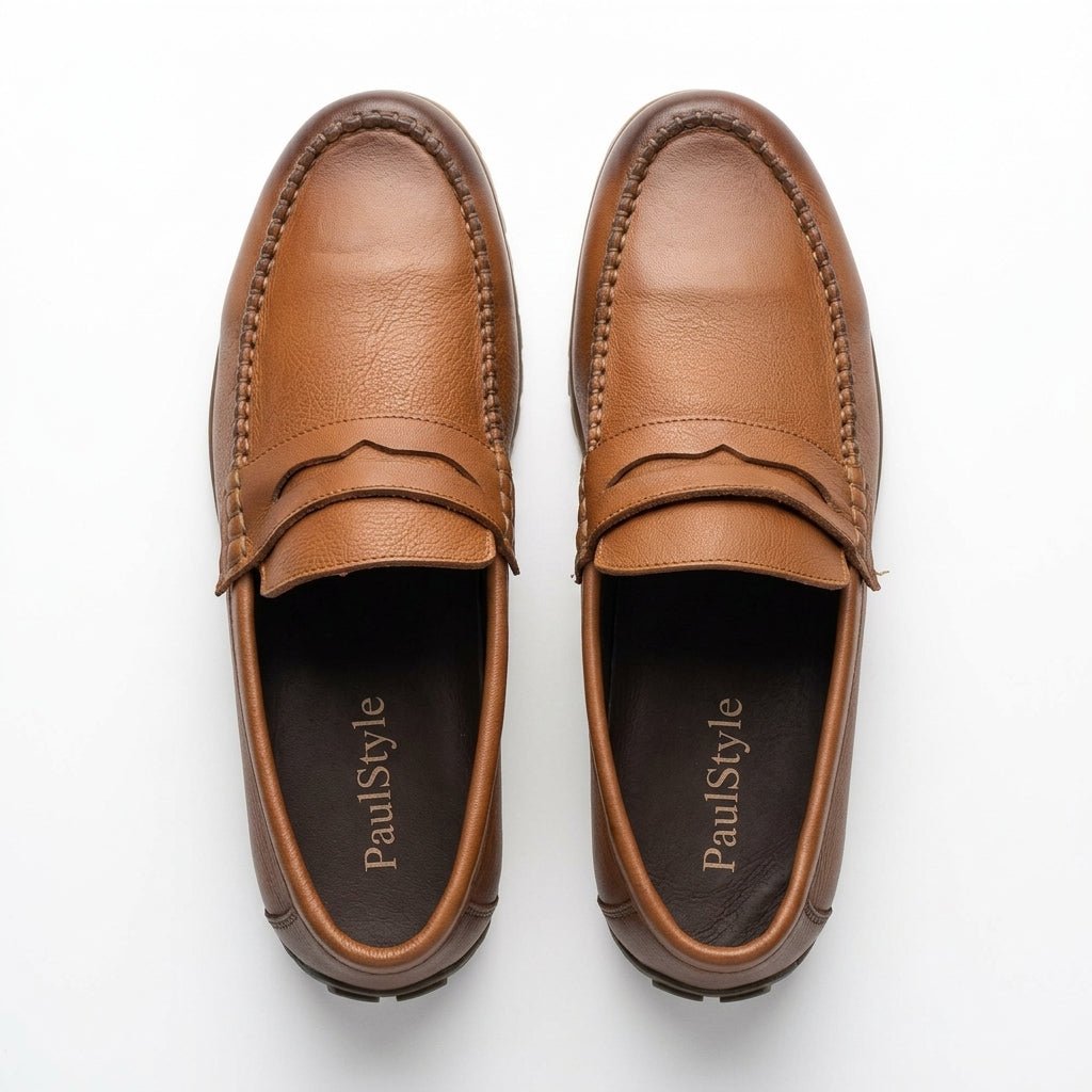 Mocasini barbati din piele naturală, maro, A - 163 - Paul Style