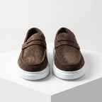 Mocasini barbati din piele naturală ,maro - velur,A160 - 1 - Paul Style