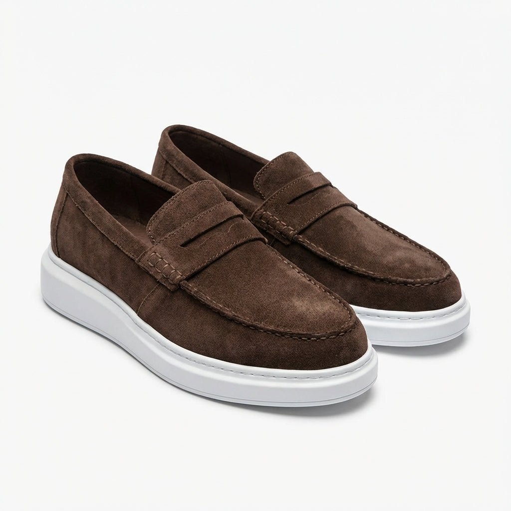 Mocasini barbati din piele naturală ,maro - velur,A160 - 1 - Paul Style