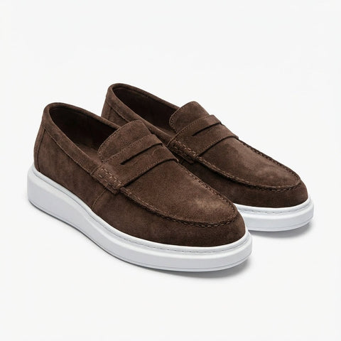 Mocasini barbati din piele naturală ,maro - velur,A160 - 1 - Paul Style