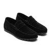 Mocasini  barbati din piele naturală, negru-velur, A-163