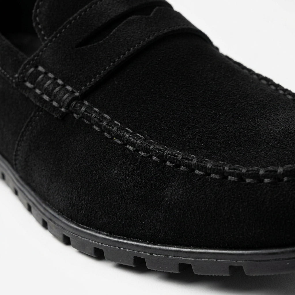 Mocasini barbati din piele naturală, negru - velur, A - 163 - Paul Style