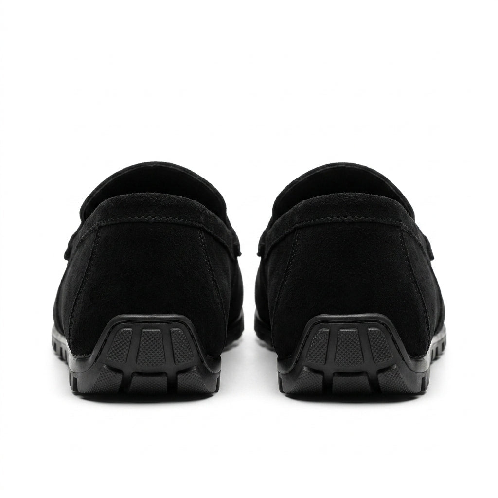 Mocasini barbati din piele naturală, negru - velur, A - 163 - Paul Style