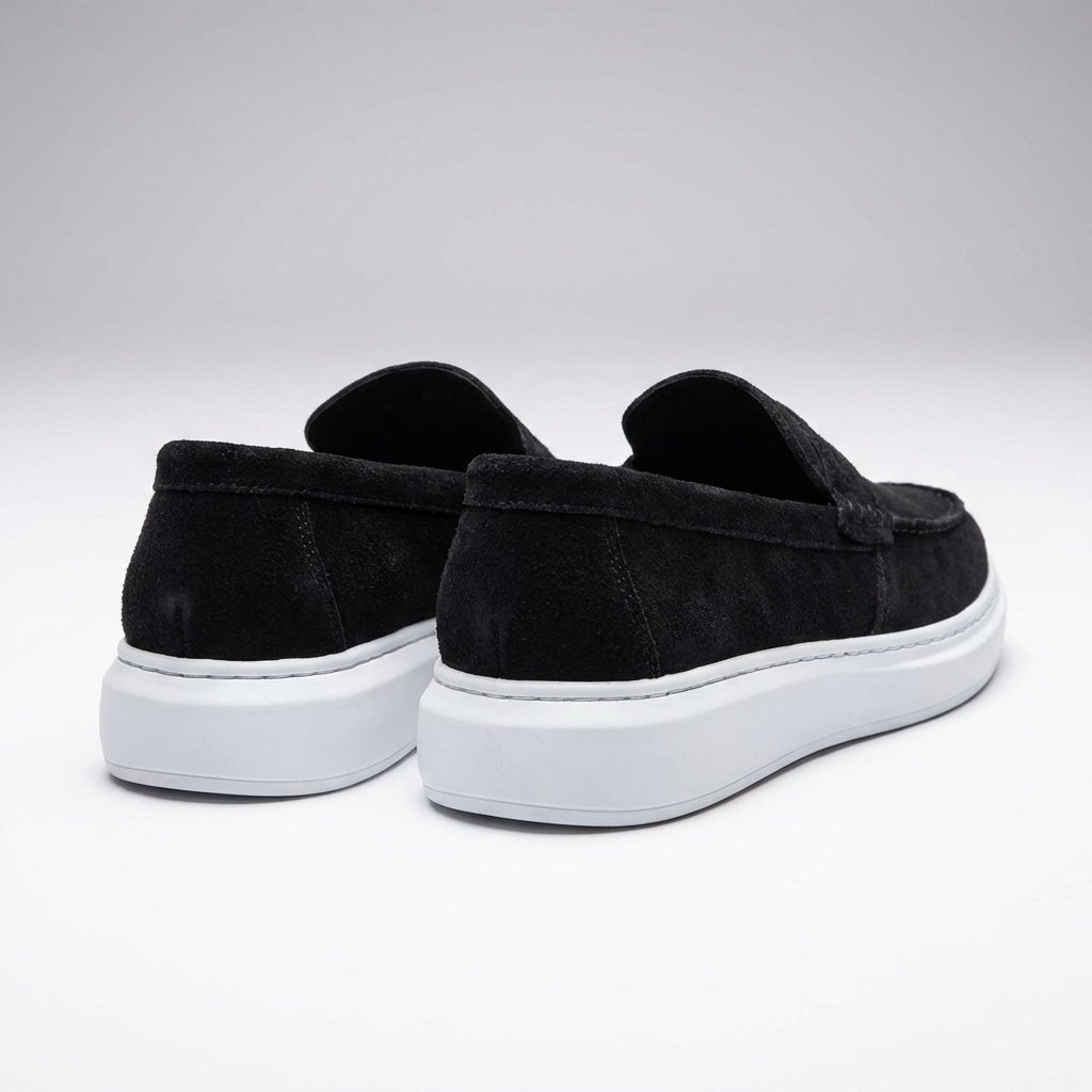 Mocasini barbati din piele naturală ,negru - velur,A160 - 1 - Paul Style