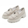 Women's off-white loafers, 131, made of natural leather 