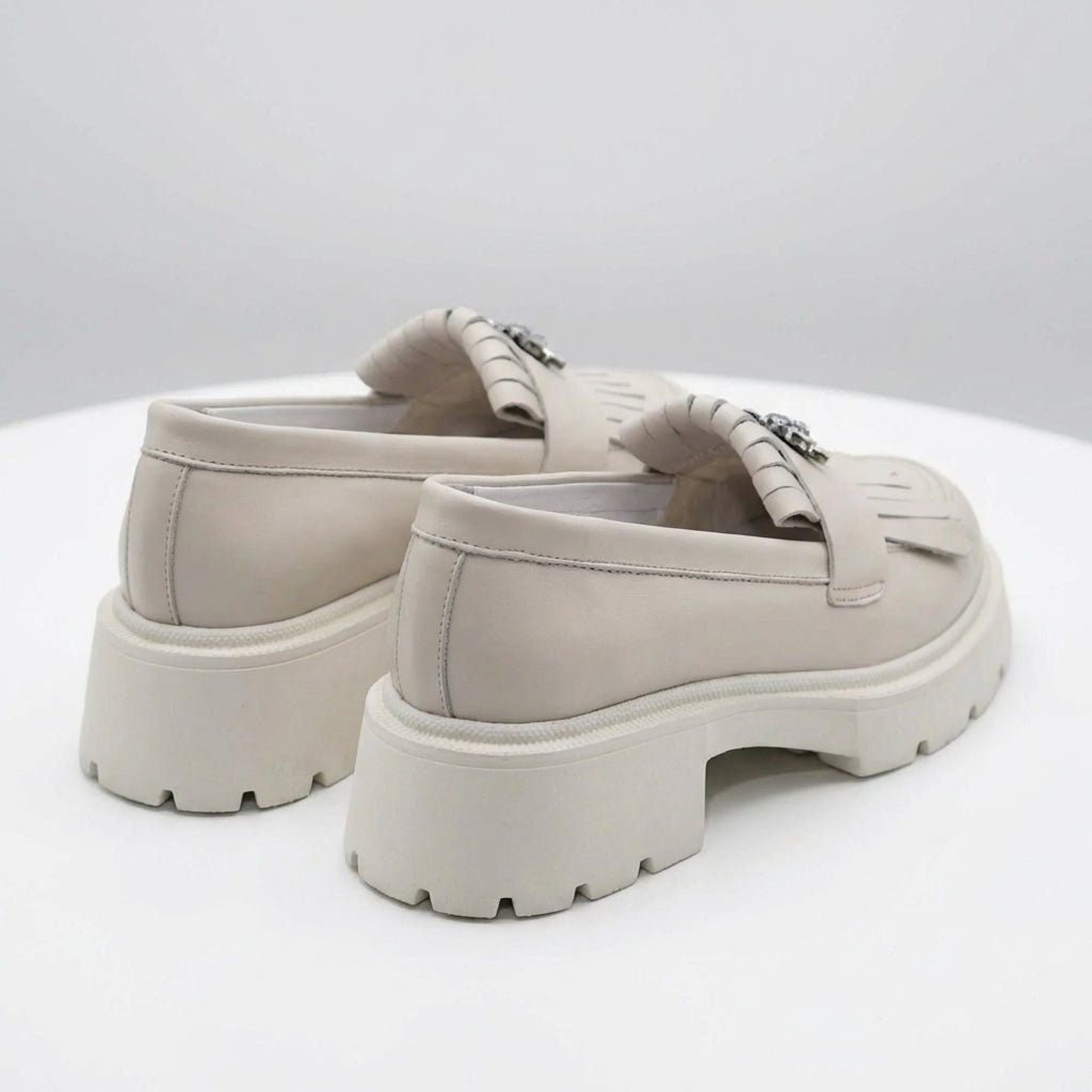 Mocasini dama alb - natur, 131, din piele naturala - Paul Style