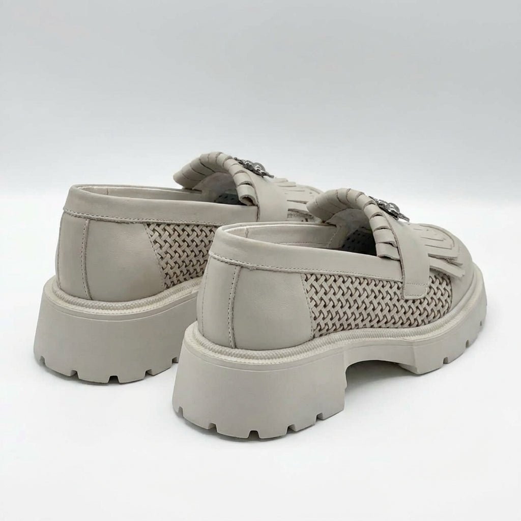 Mocasini dama alb - natur, 131, din piele naturala perforata cu laserul - Paul Style