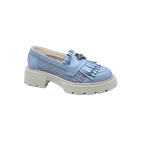 Mocasini dama albastri, 131, din piele naturala perforata cu laserul - Paul Style