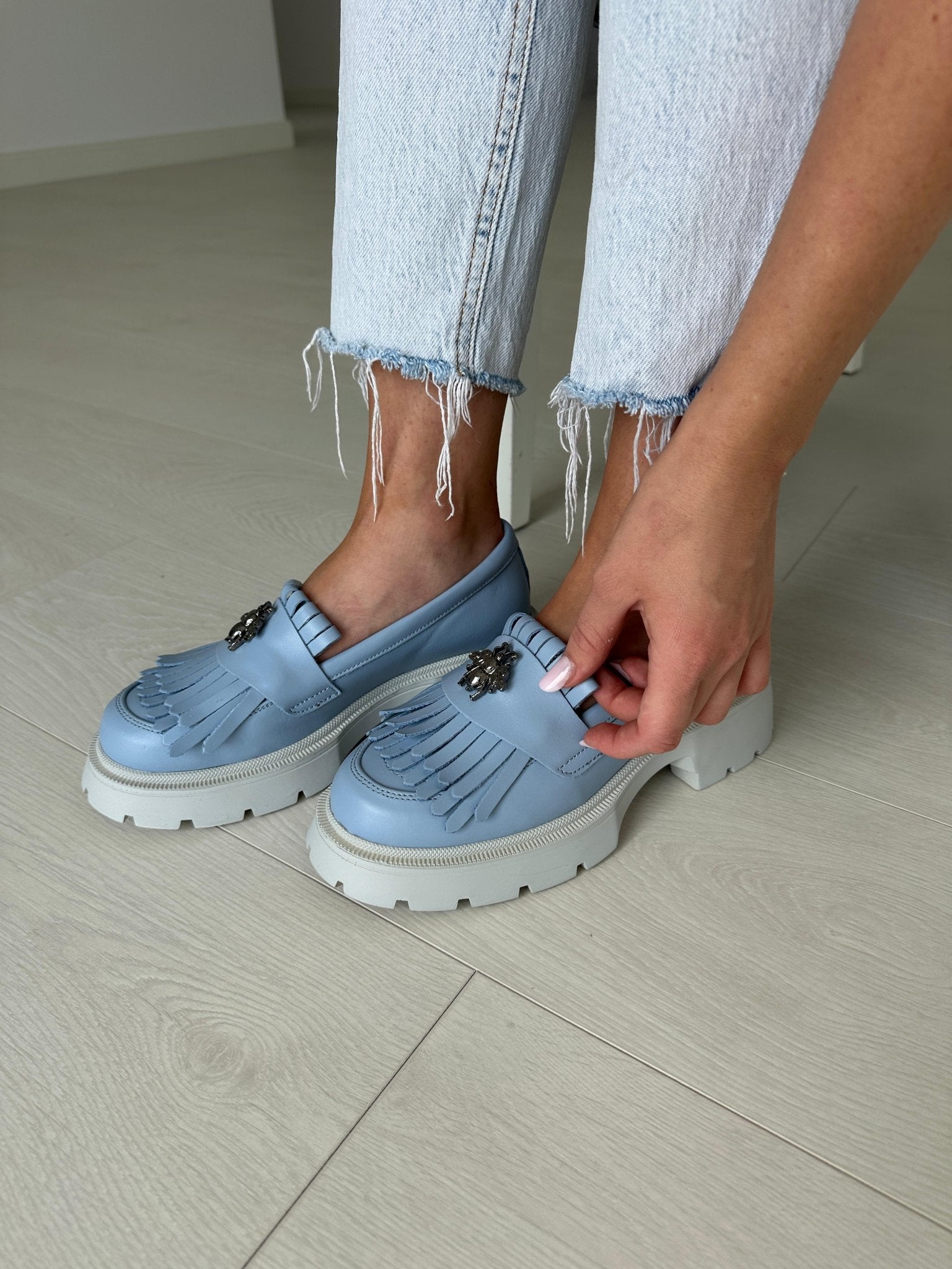 Mocasini dama albastrii, 131, din piele naturala - Paul Style