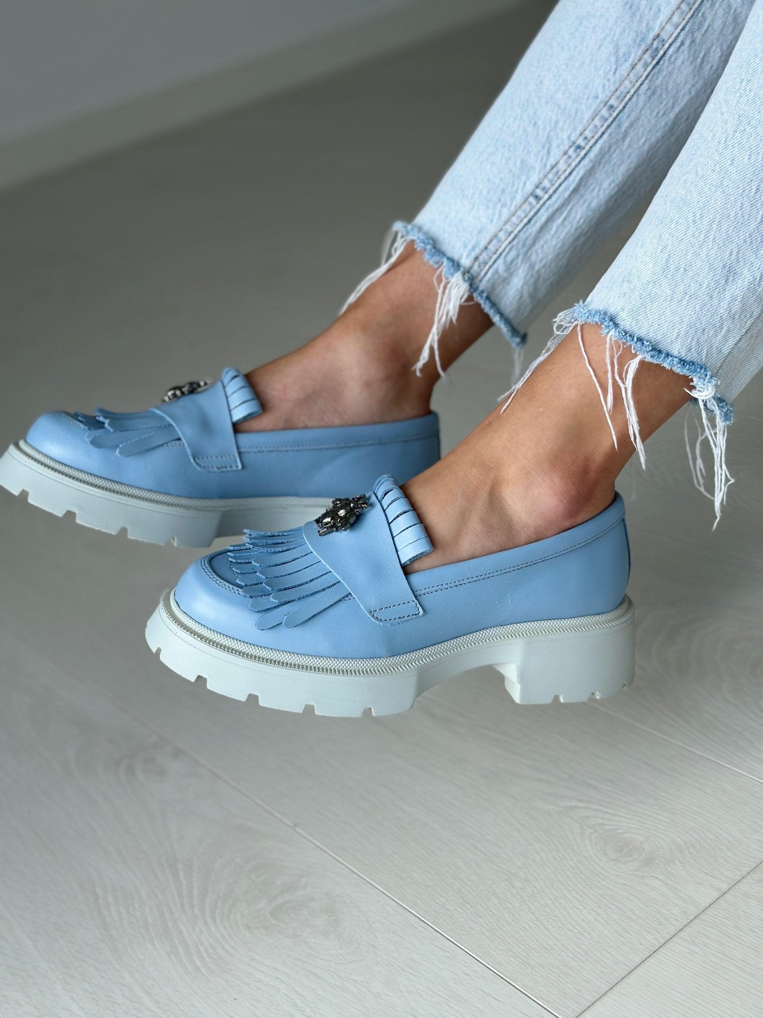 Mocasini dama albastrii, 131, din piele naturala - Paul Style