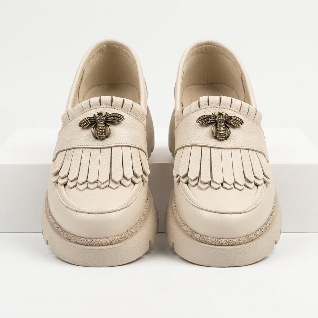 Mocasini dama bej - deschis, A - 293 - 3, din piele naturala - Paul Style