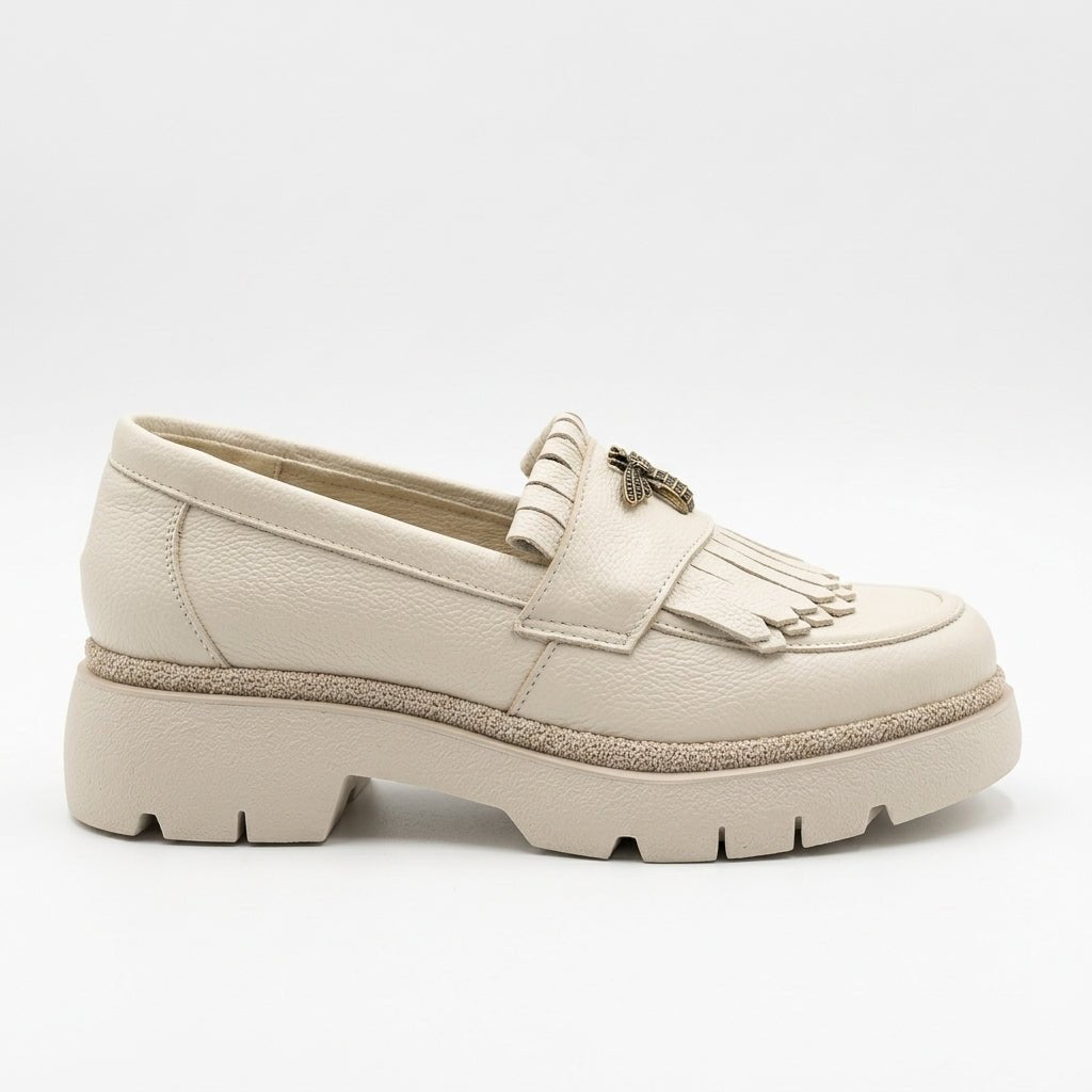 Mocasini dama bej - deschis, A - 293 - 3, din piele naturala - Paul Style