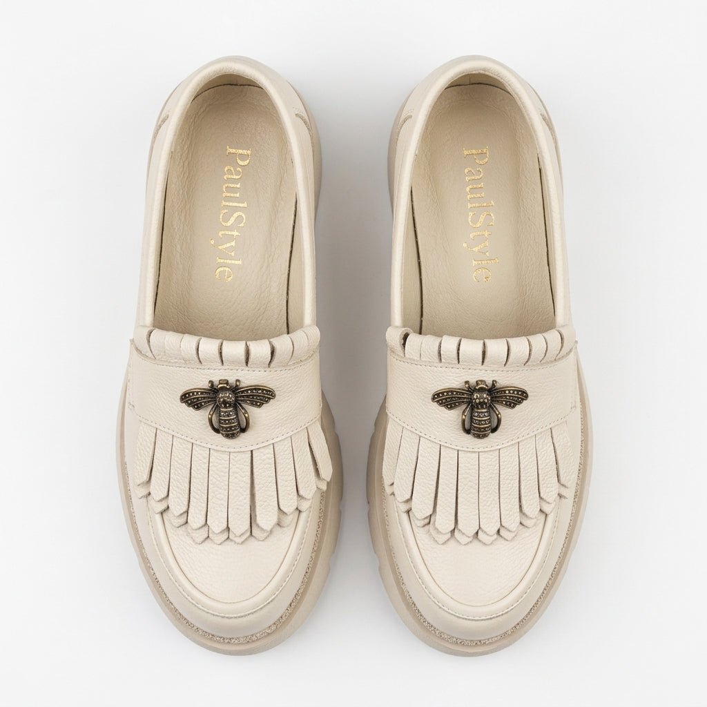 Mocasini dama bej - deschis, A - 293 - 3, din piele naturala - Paul Style