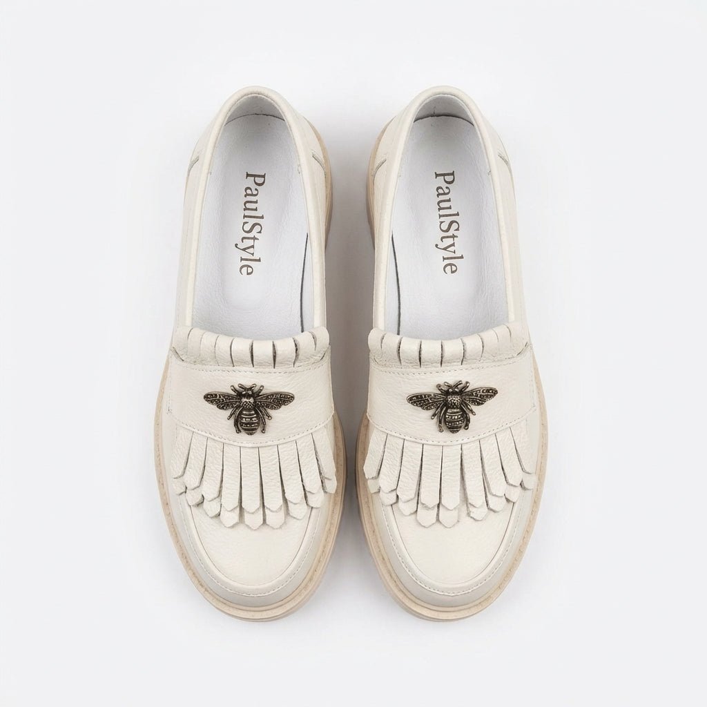 Mocasini dama bej - deschis ,A - 293, din piele naturala - Paul Style