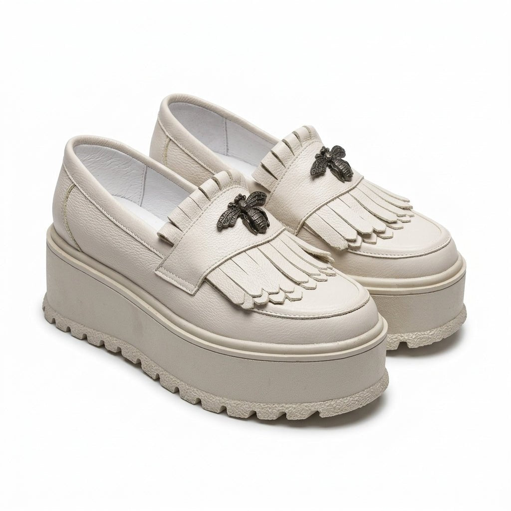 Mocasini dama bej deschis, A - Miranda, din piele naturala - Paul Style