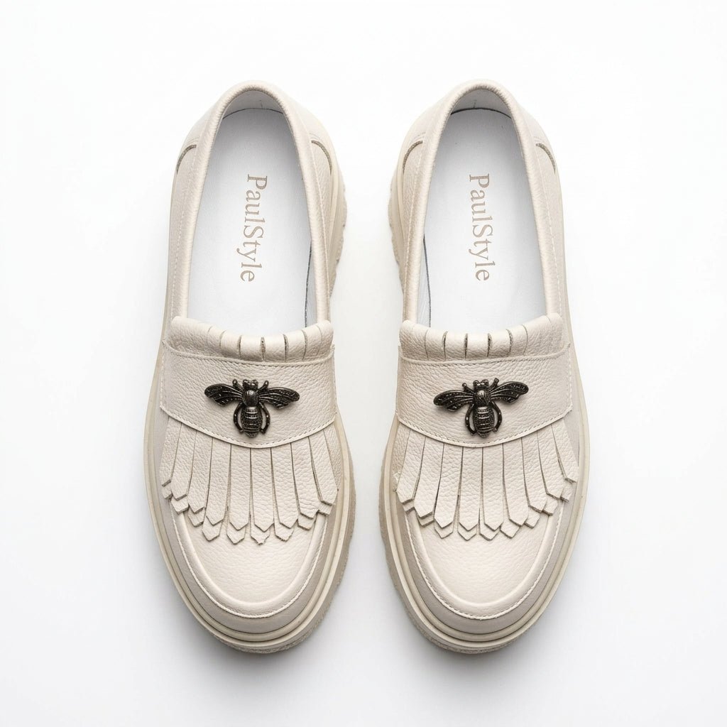 Mocasini dama bej deschis, A - Miranda, din piele naturala - Paul Style