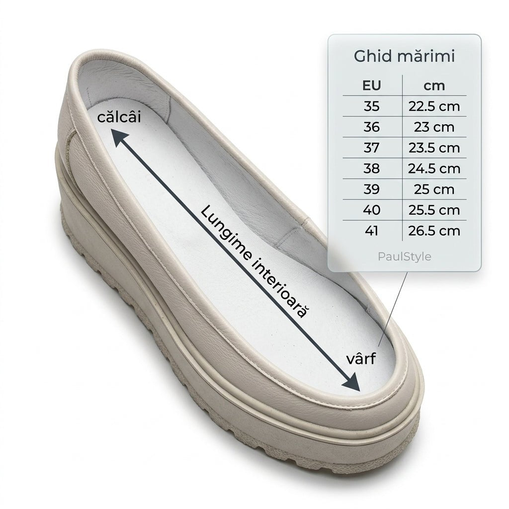Mocasini dama bej deschis, A - Miranda, din piele naturala - Paul Style