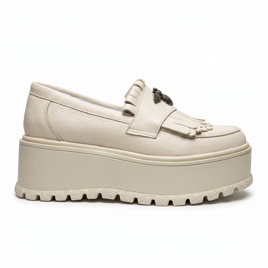 Mocasini dama bej deschis, A - Miranda, din piele naturala - Paul Style