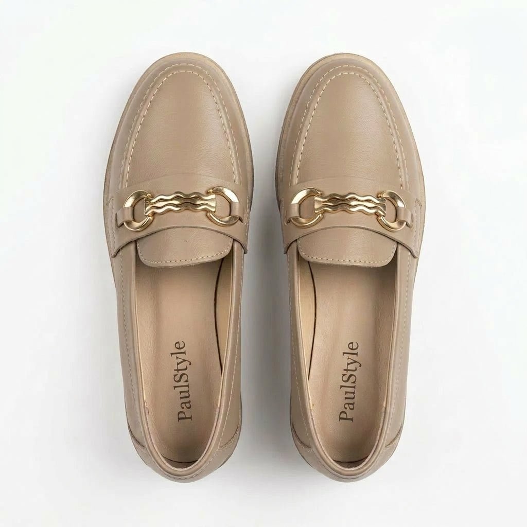 Mocasini dama bej, R-Ale, din piele naturala - Paul Style