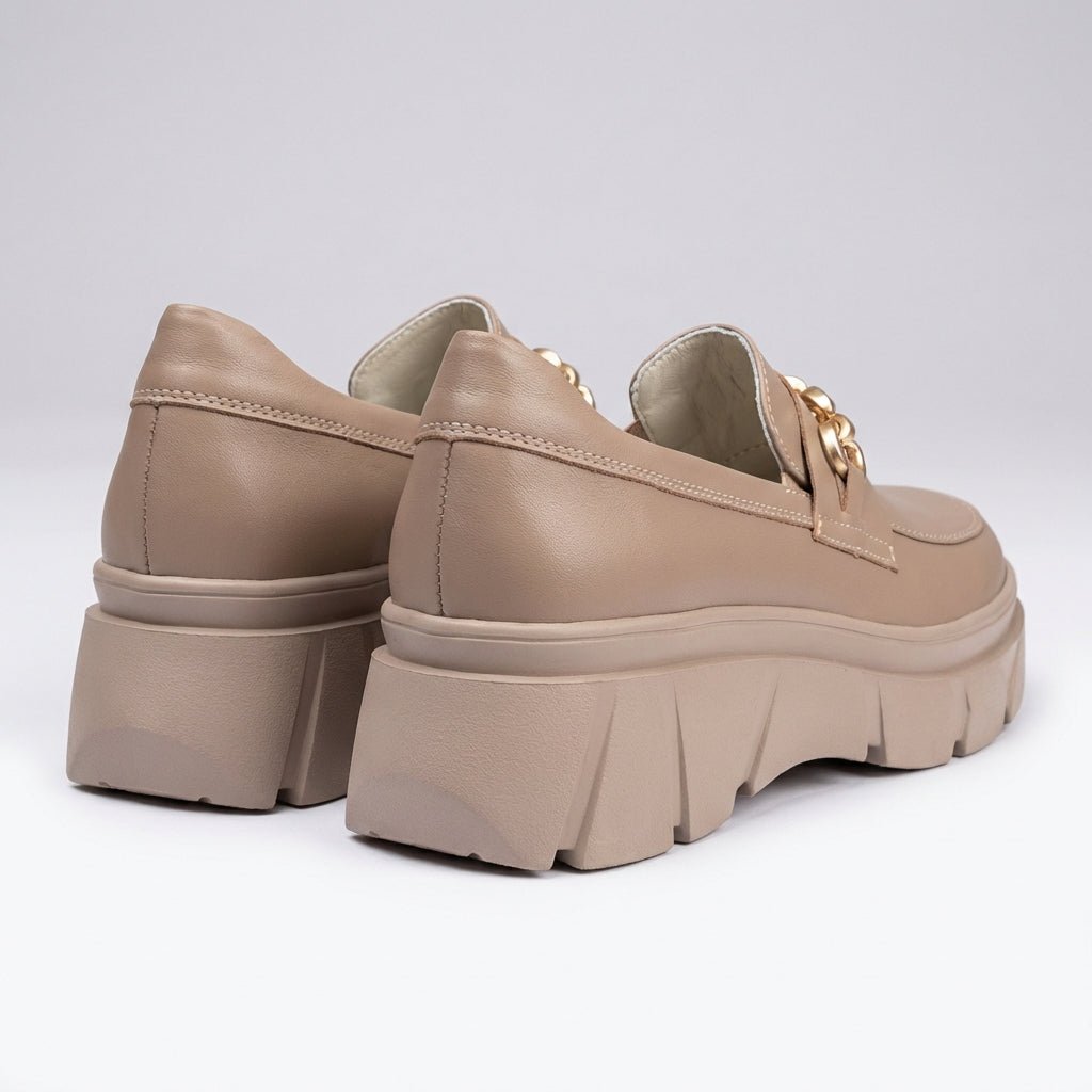 Mocasini dama Bej - rozaliu,Odesa, din piele naturala - Paul Style