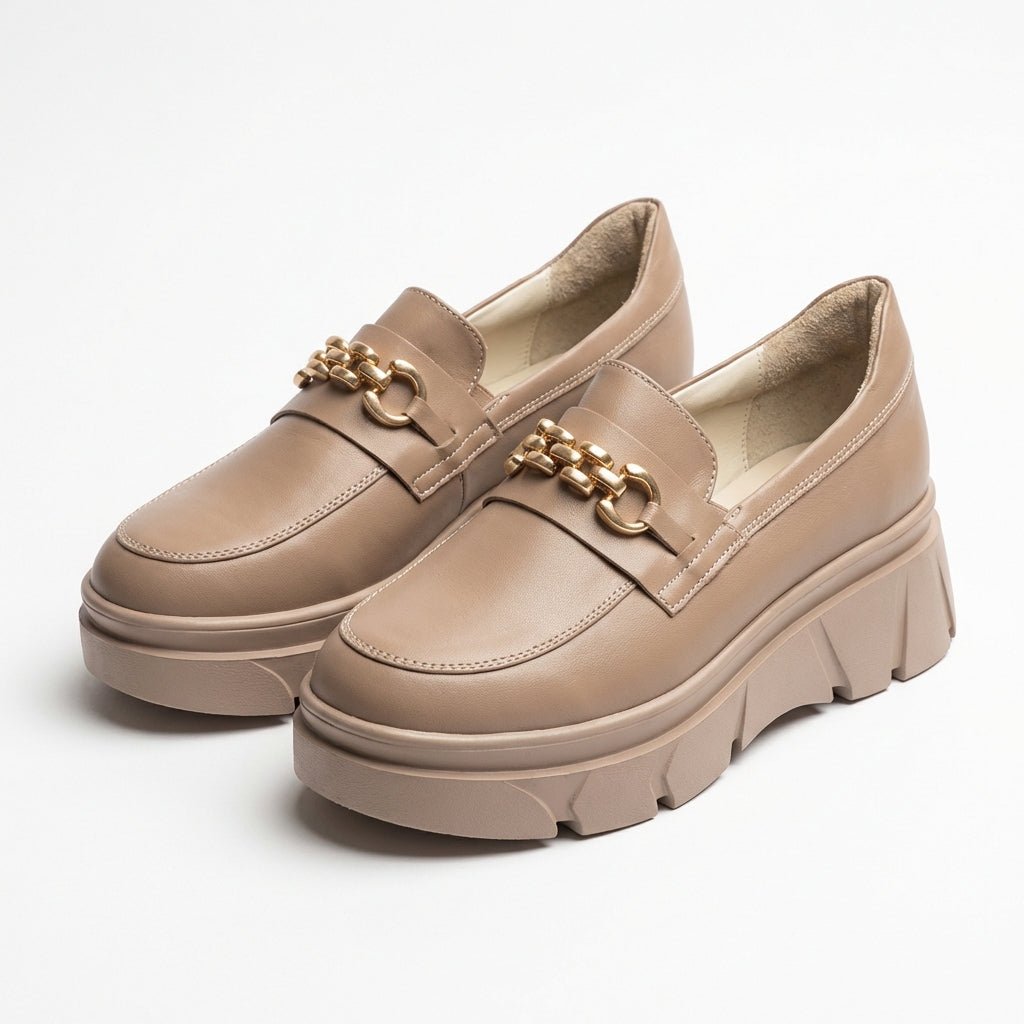 Mocasini dama Bej - rozaliu,Odesa, din piele naturala - Paul Style