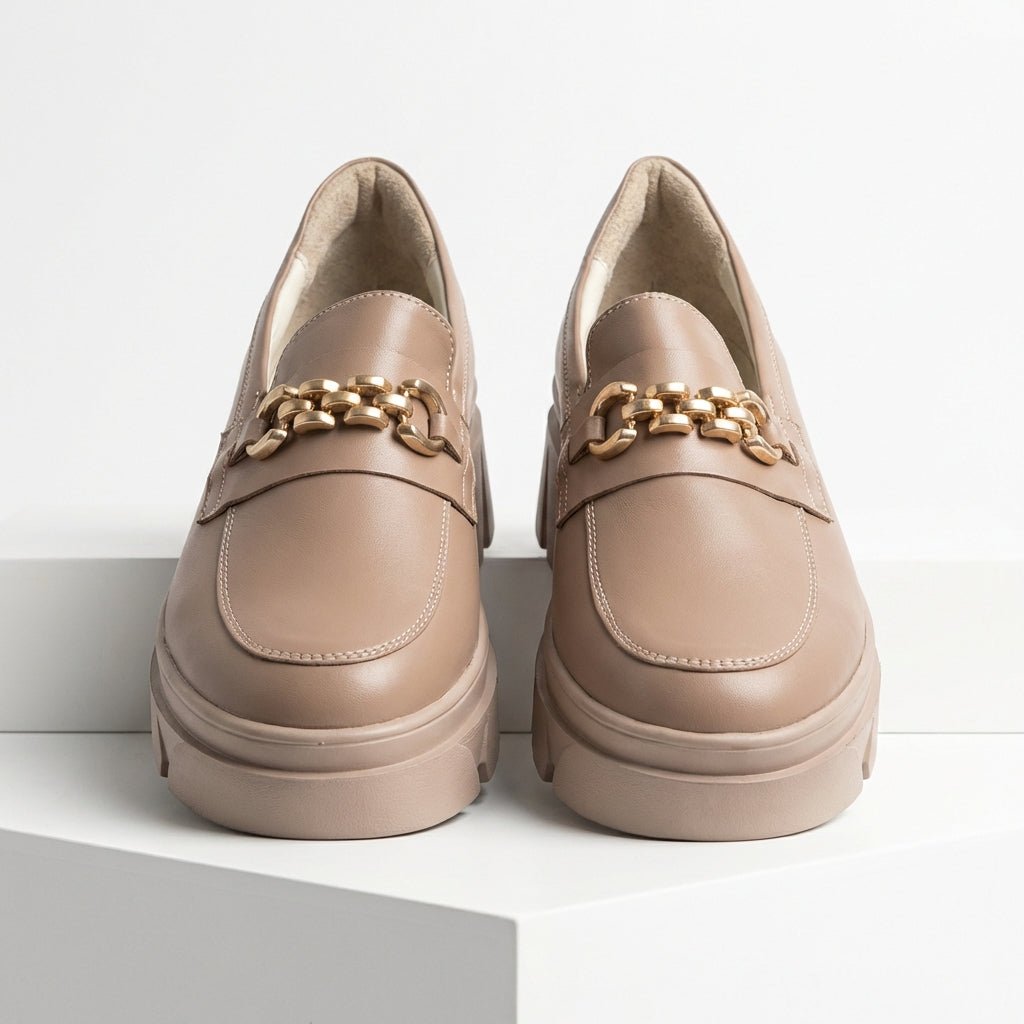 Mocasini dama Bej - rozaliu,Odesa, din piele naturala - Paul Style