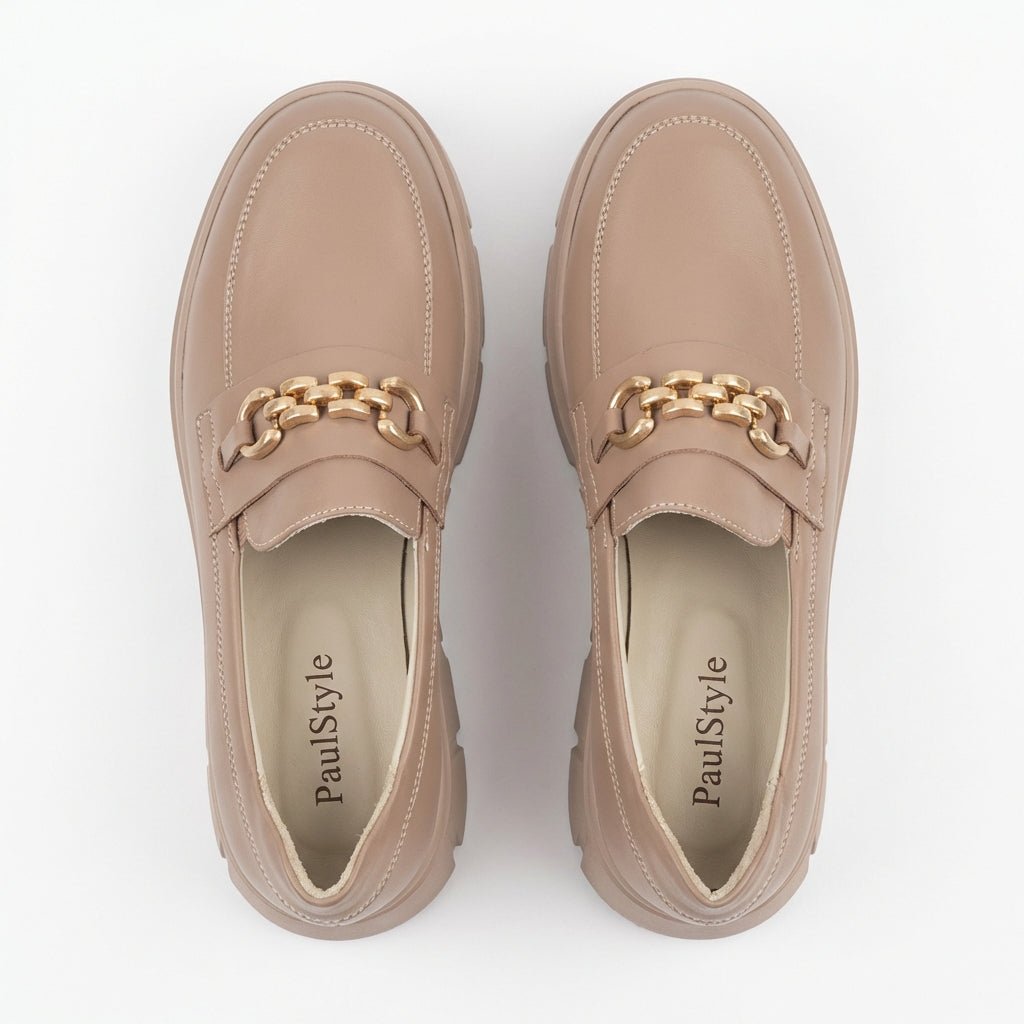Mocasini dama Bej - rozaliu,Odesa, din piele naturala - Paul Style