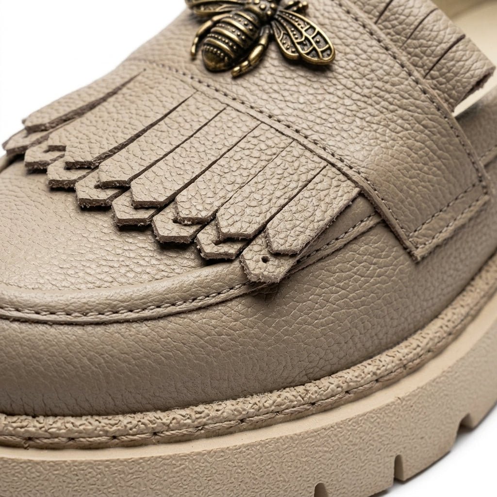 Mocasini dama bej - taupe, A - 293 - 3, din piele naturala - Paul Style