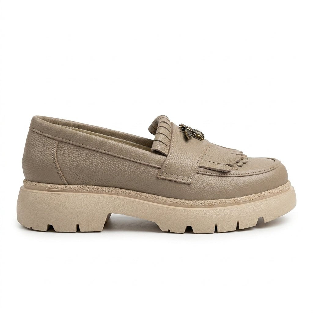 Mocasini dama bej - taupe, A - 293 - 3, din piele naturala - Paul Style