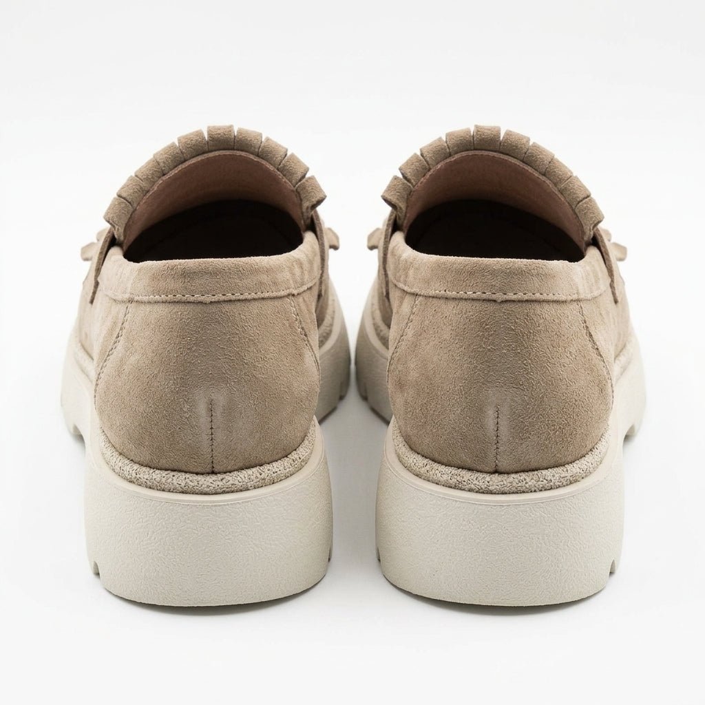 Mocasini dama bej - velur, A - 293 - 3, din piele naturala - Paul Style