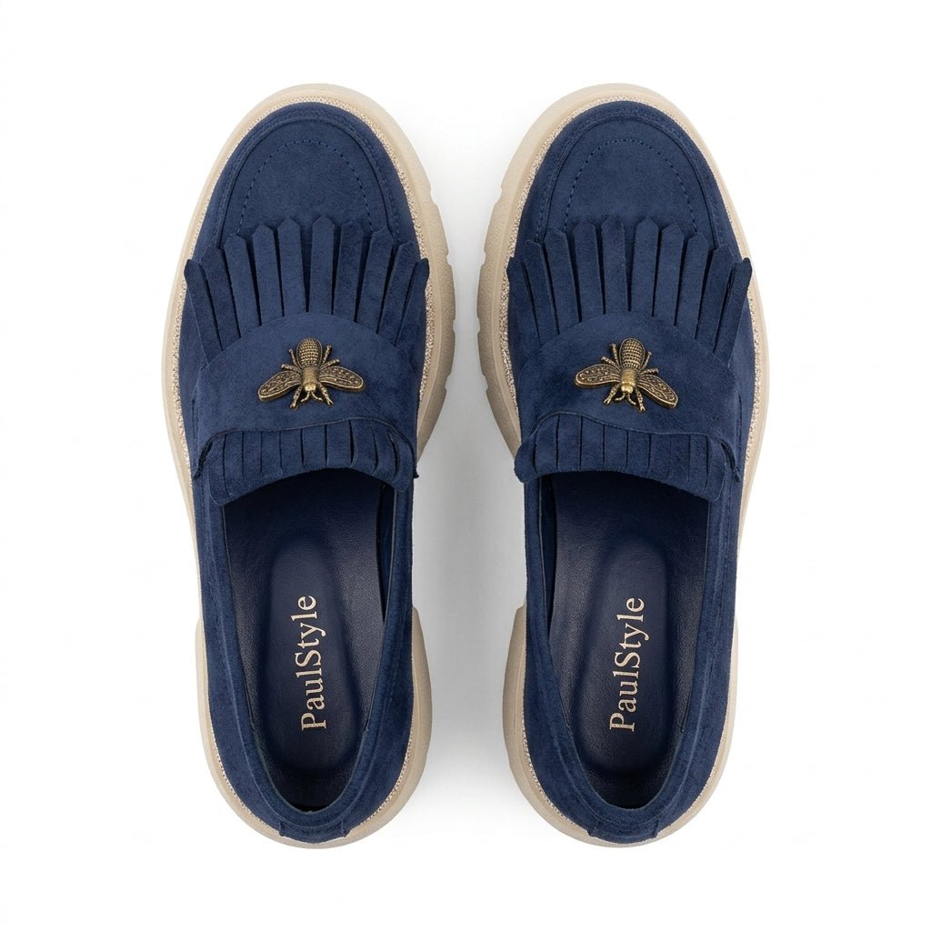 Mocasini dama bleumarin - velur 231, din piele naturala - Paul Style