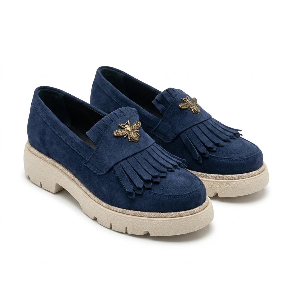 Mocasini dama bleumarin - velur 231, din piele naturala - Paul Style