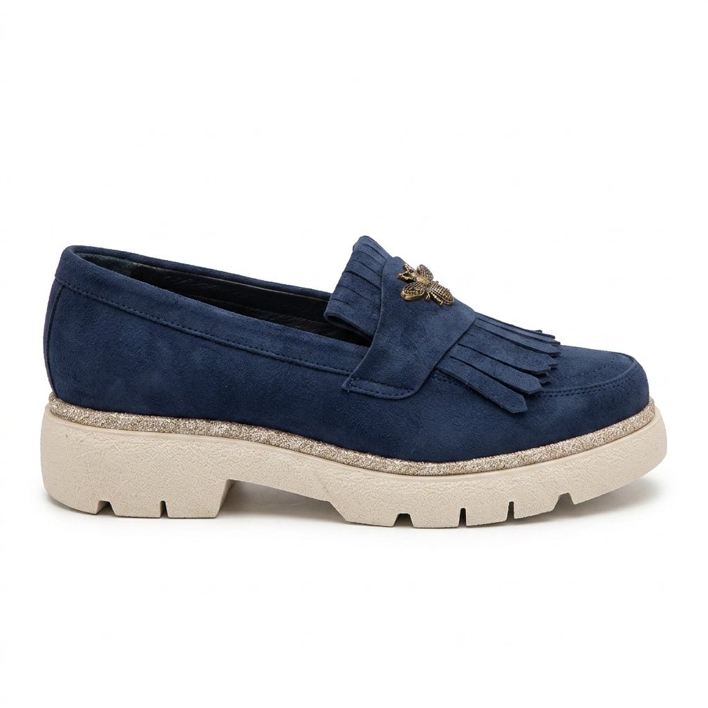 Mocasini dama bleumarin - velur 231, din piele naturala - Paul Style