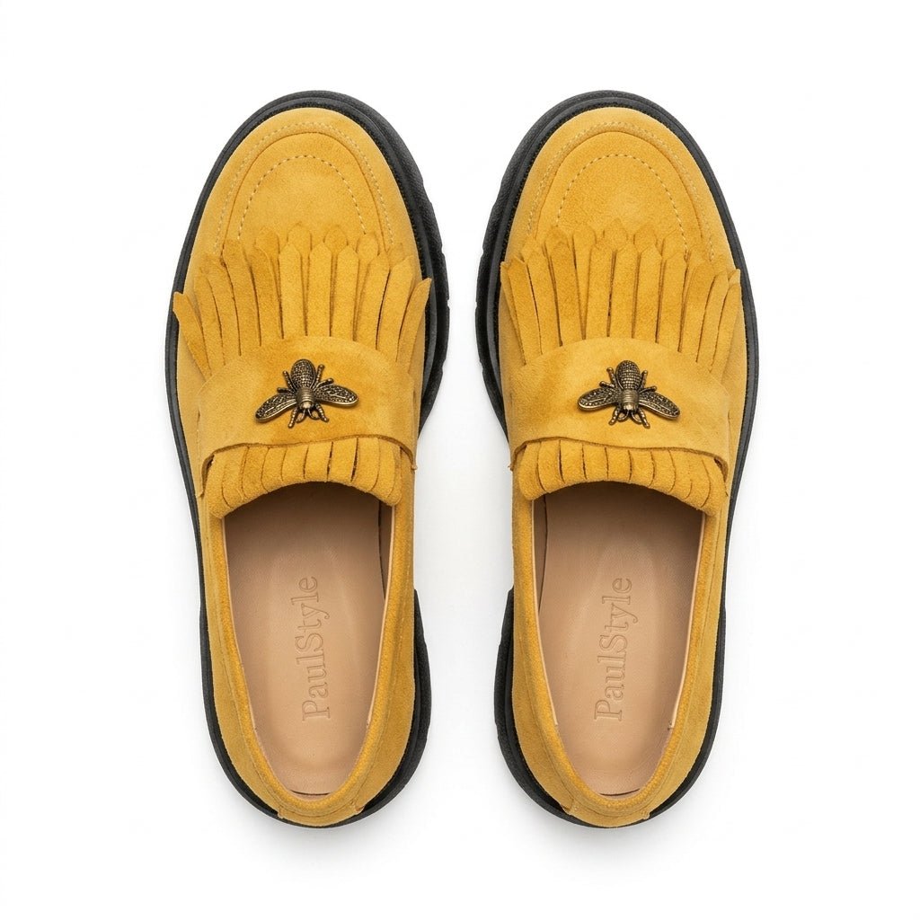 Mocasini dama galben - velur 231, din piele naturala - Paul Style