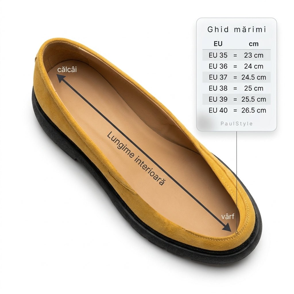 Mocasini dama galben - velur 231, din piele naturala - Paul Style
