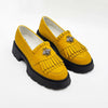 Women's yellow loafers, 131, made of genuine leather