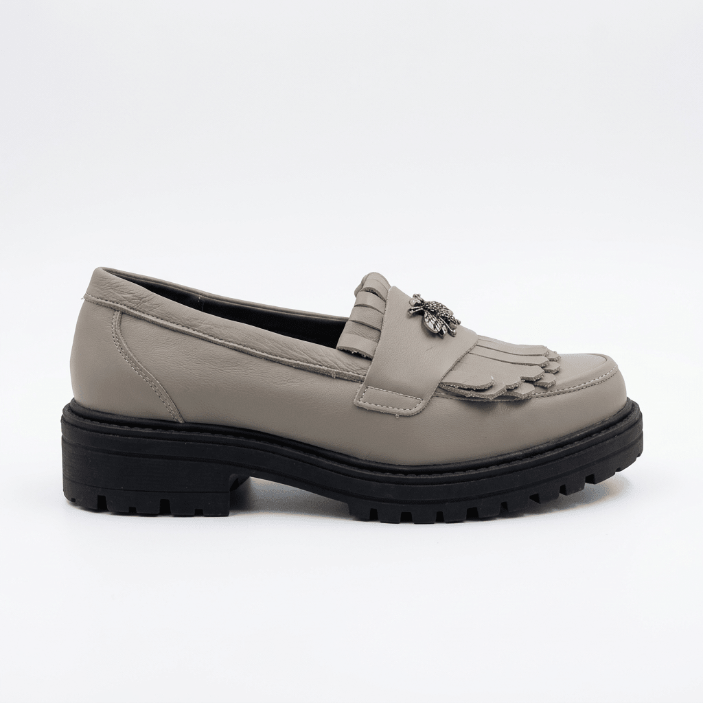 Mocasini dama gri, B - Florenta, din piele naturala - Paul Style