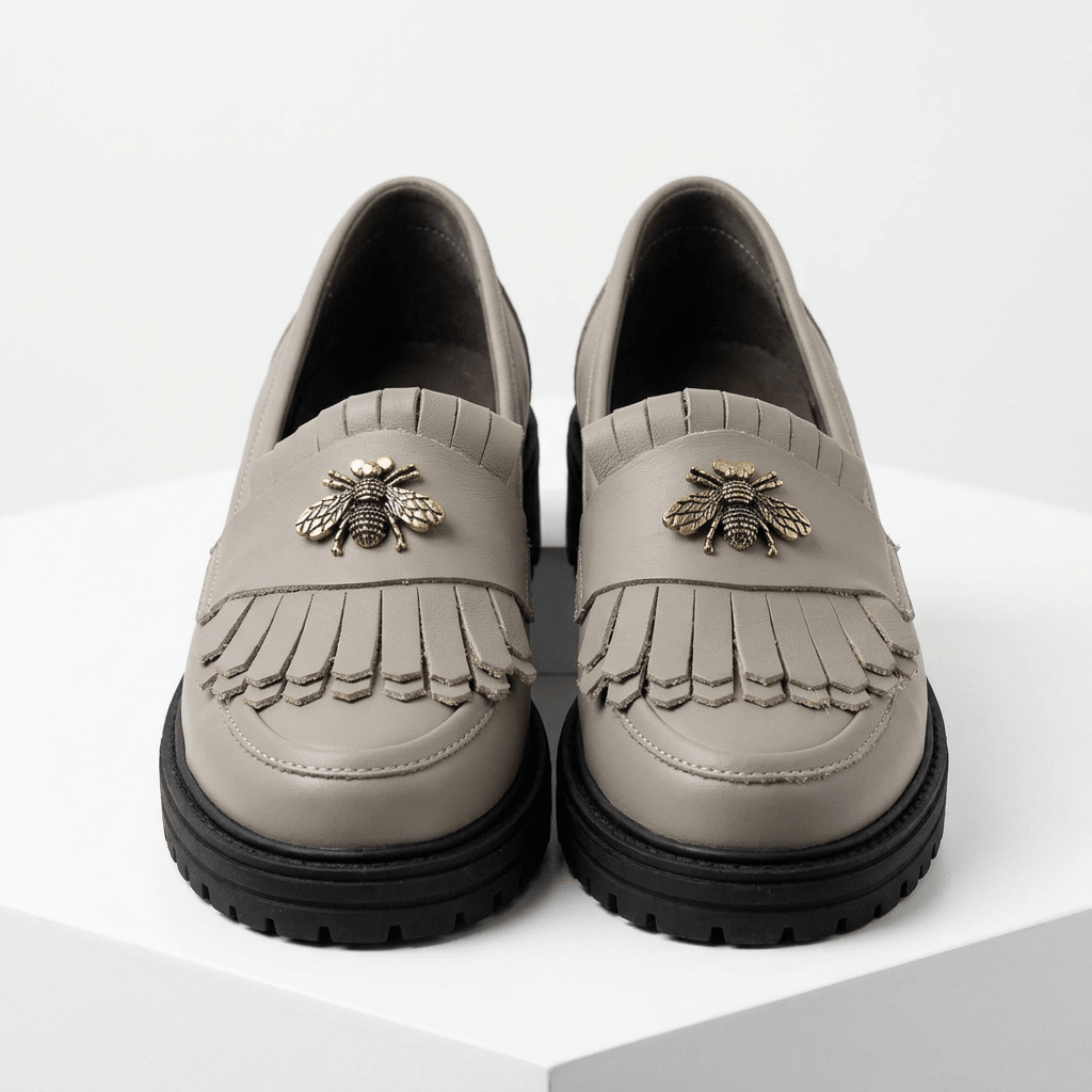 Mocasini dama gri, B - Florenta, din piele naturala - Paul Style