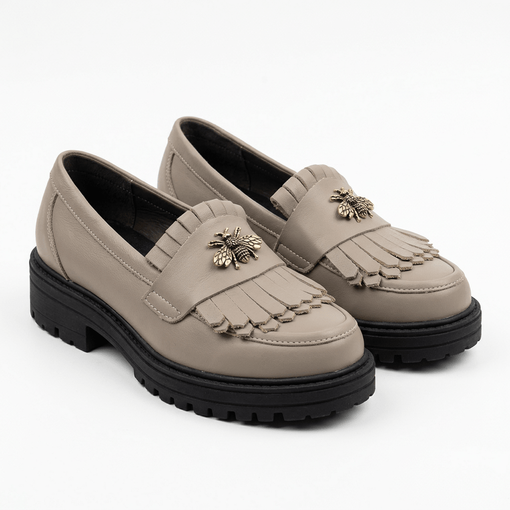 Mocasini dama gri, B - Florenta, din piele naturala - Paul Style