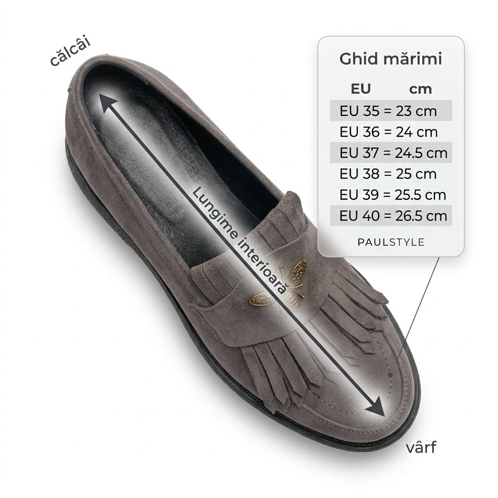 Mocasini dama gri - vleur T.N 231, din piele naturala - Paul Style