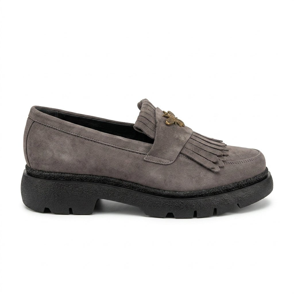 Mocasini dama gri - vleur T.N 231, din piele naturala - Paul Style