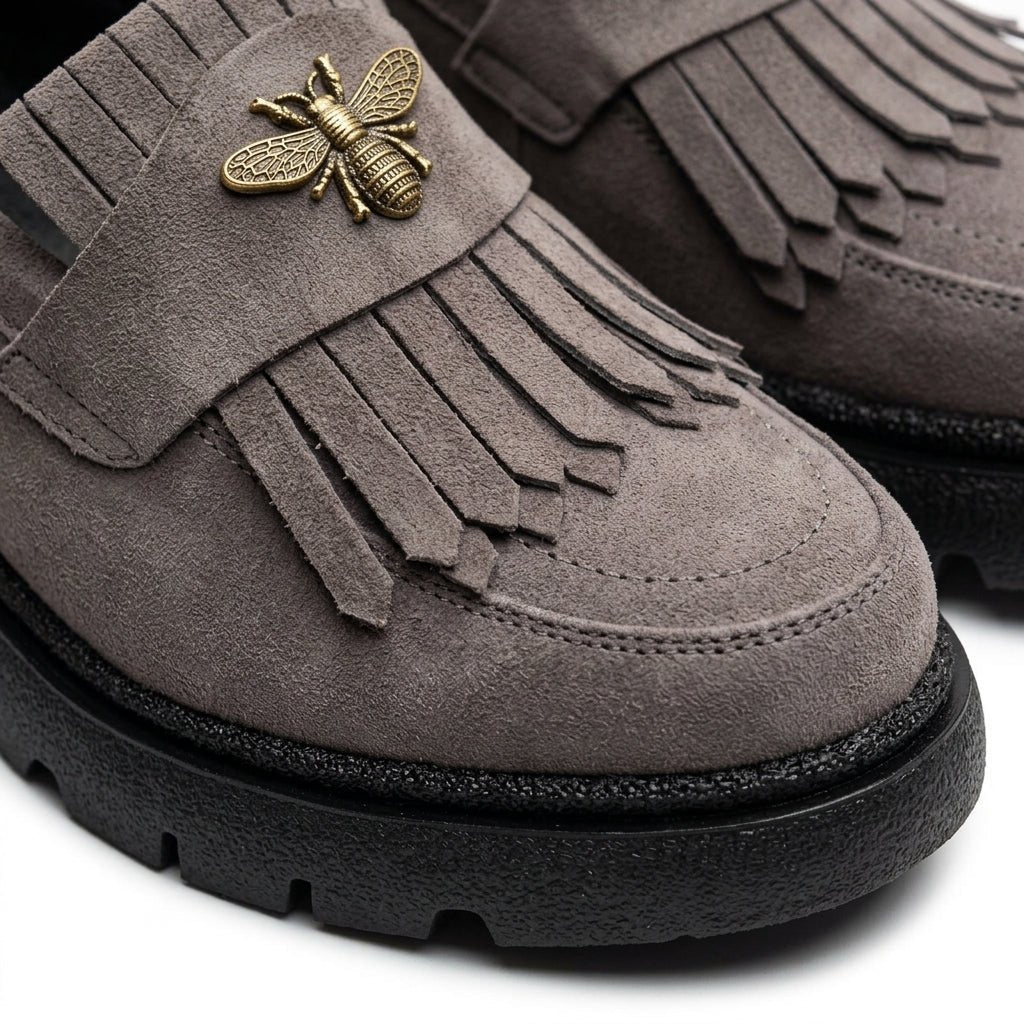 Mocasini dama gri - vleur T.N 231, din piele naturala - Paul Style