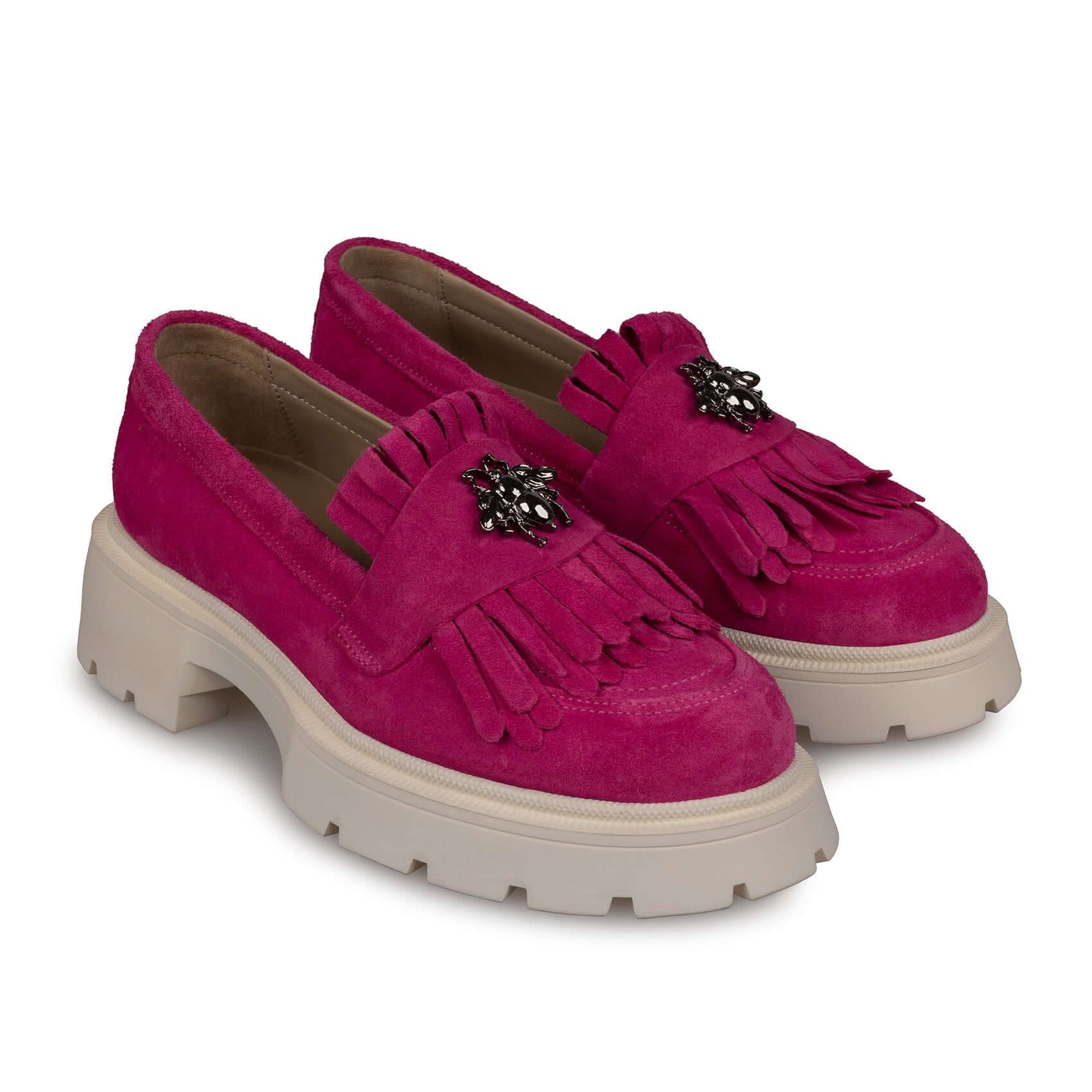 Mocasini dama magenta, 131, din piele naturala intoarsa - Paul Style