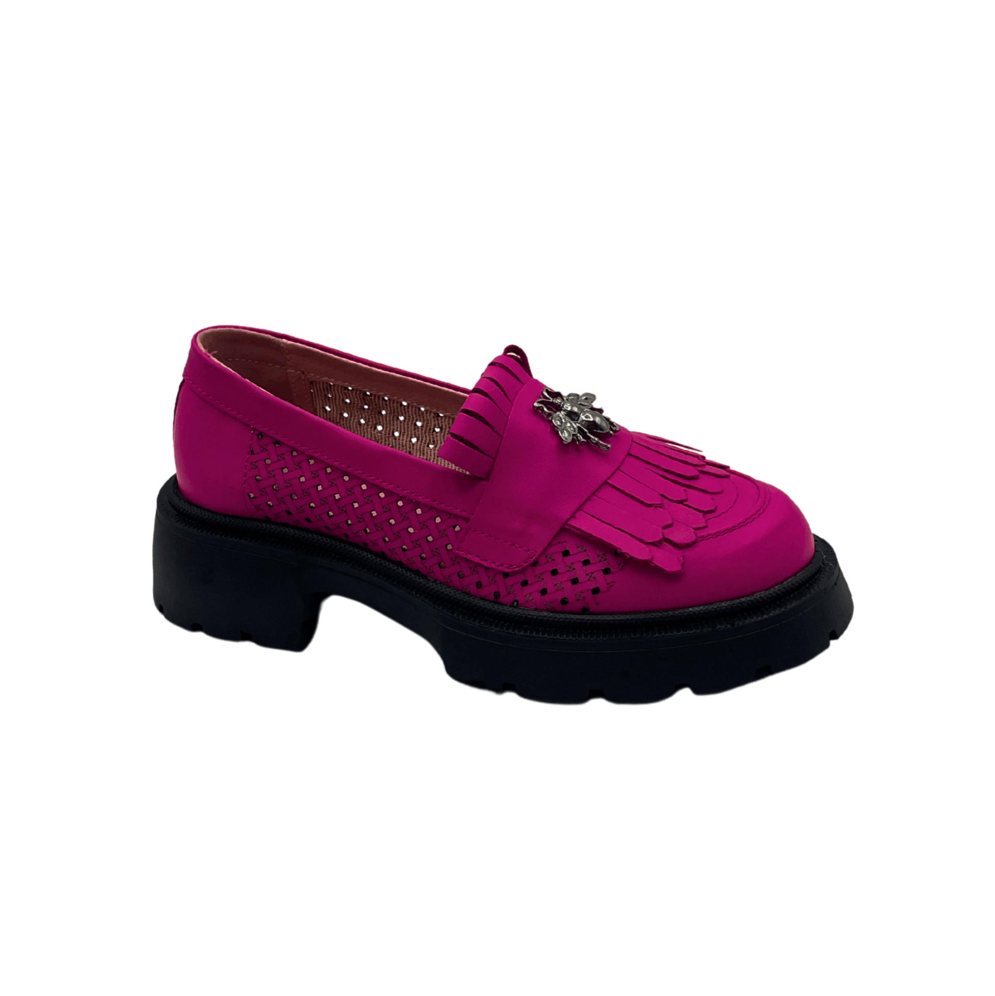 Mocasini dama magenta, 131, din piele naturala perforata cu laserul - Paul Style