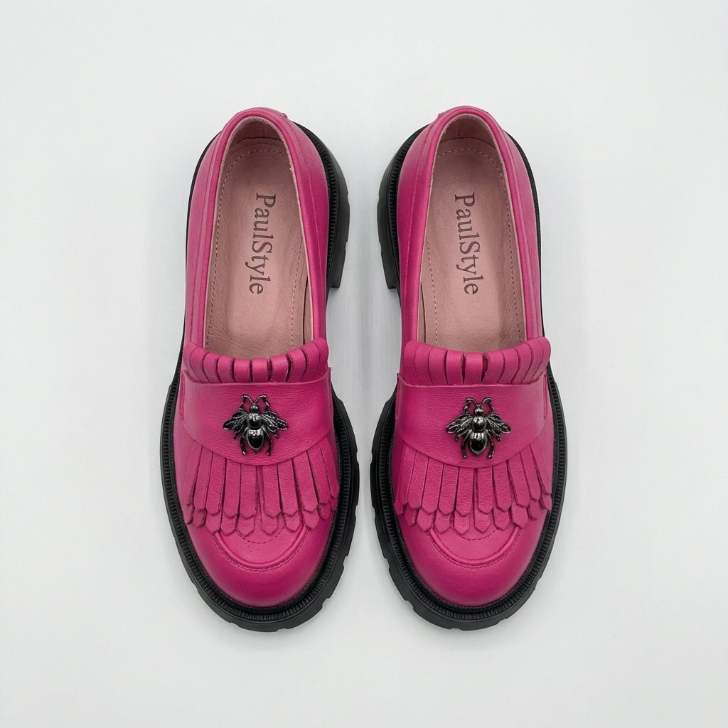 Mocasini dama magenta TN, 131, din piele naturala - Paul Style